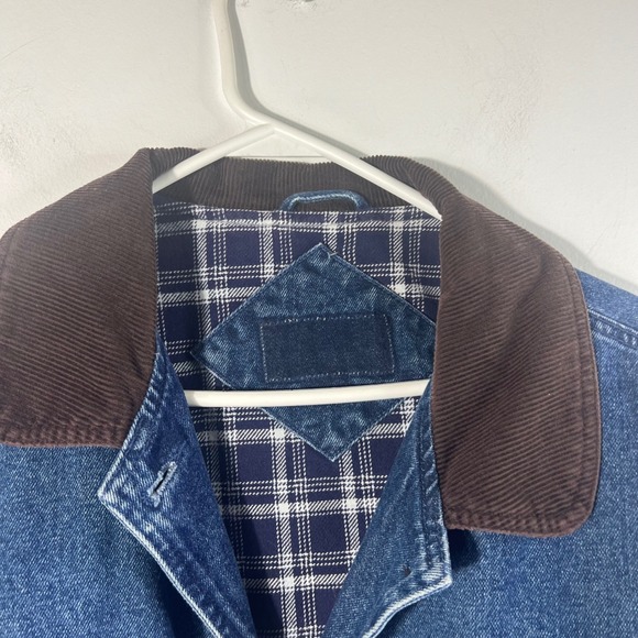 Vintage St Johns Bay Flannel Lined Denim Chore Jacket Corduroy Collar 2XL‎ - Picture 5 of 8
